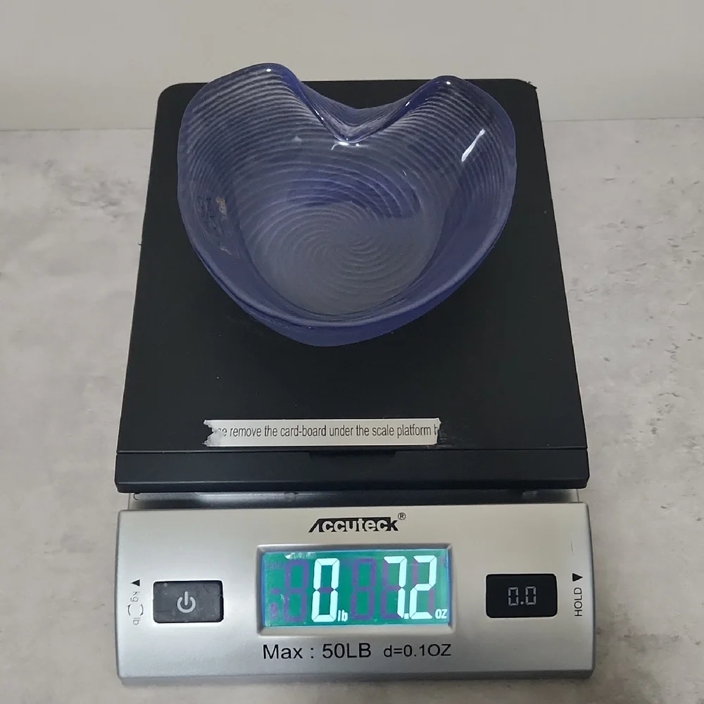 Vintage Laslo For Mikasa Japan Bluish Glass Dish Swirl Ridged Frosted Exterior